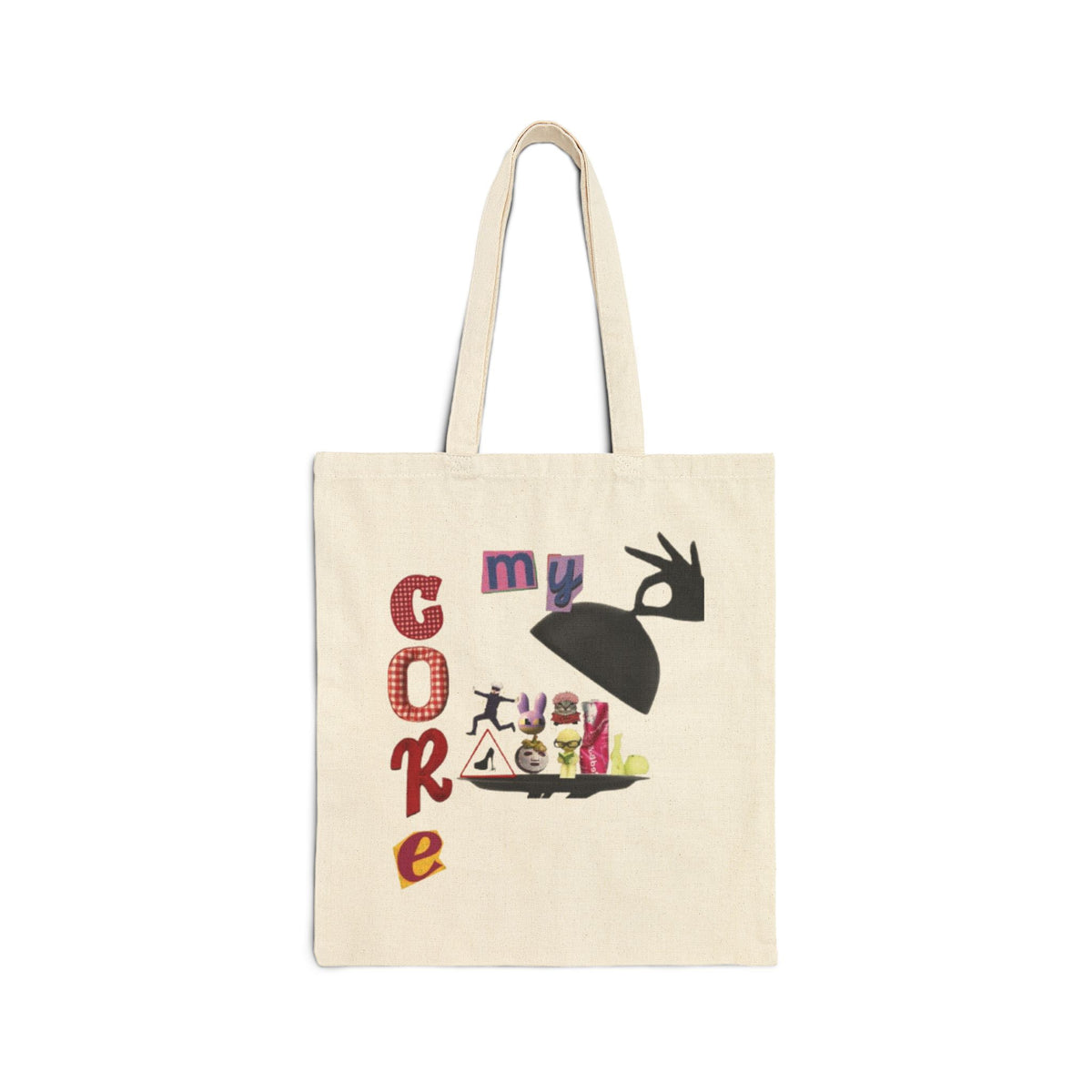 Canvas Tote — 'Core' Illustrated Cotton Tote with Playful Collage Design (Anime • JJK • Digital Circus)