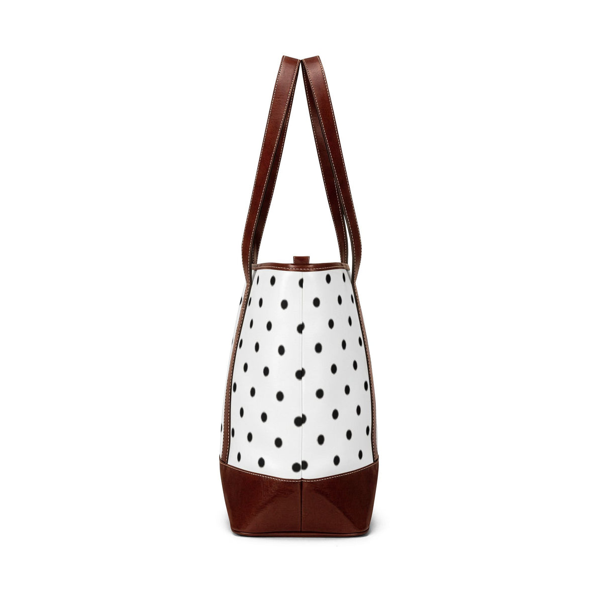Polka Dot Leather-Trim Tote Bag — Classic Black & White Shopper