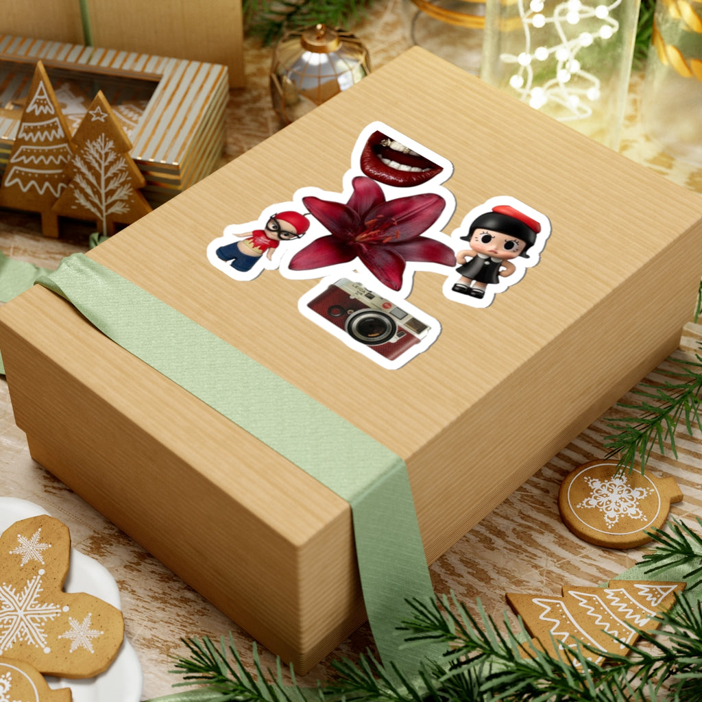 Kiss-Cut Sticker Pack — Red Lily, Retro Camera & Cute Character Decals