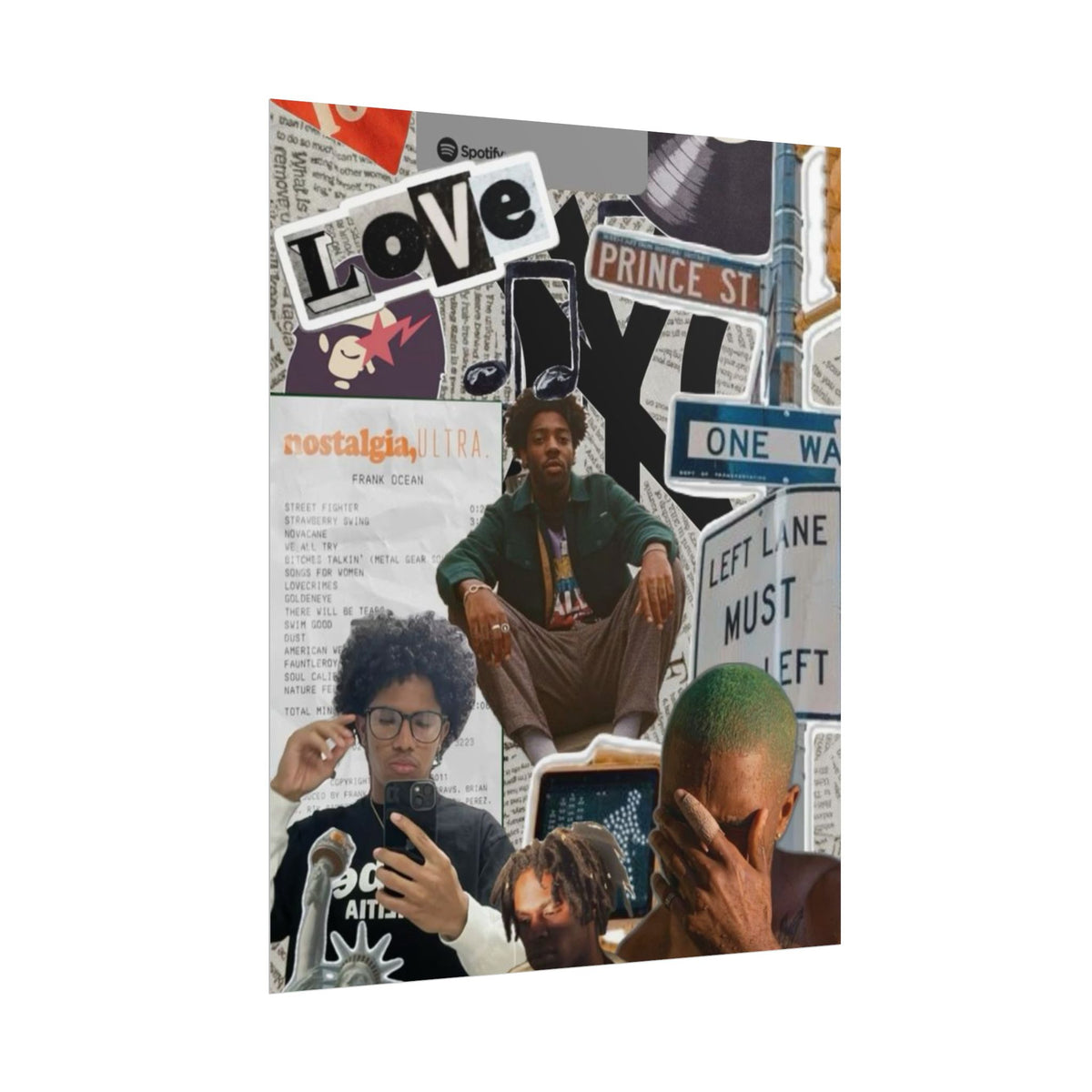 Rolled Poster — Urban Collage Nostalgia Poster (Love, Street Signs & Portraits)