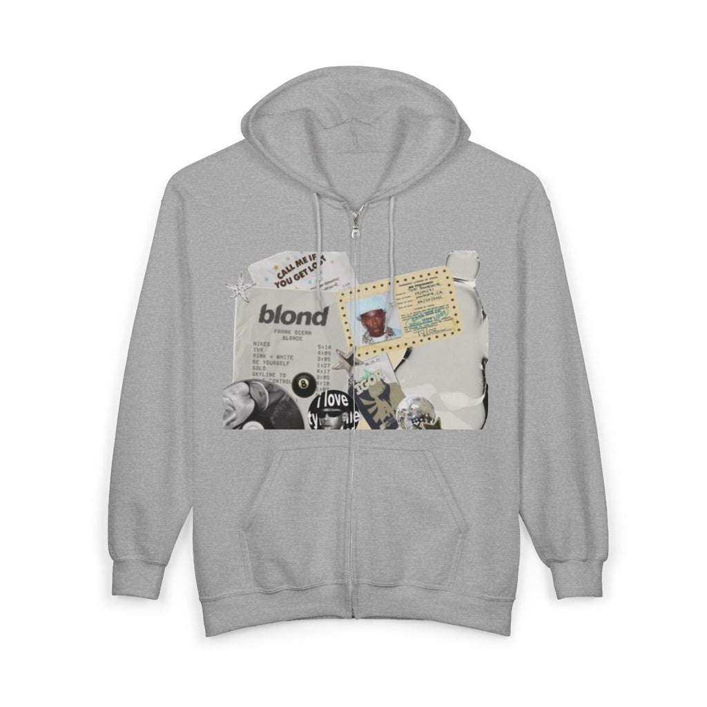 Blonde Collage Zip Hoodie — Vintage Frank Ocean and tilor the creator ‑Style Graphic