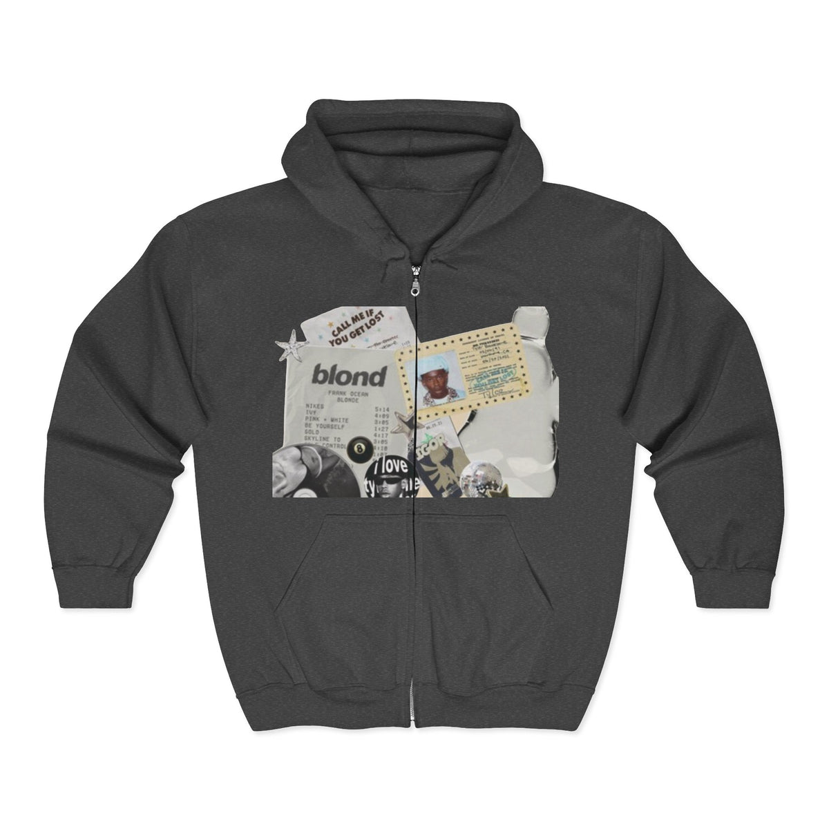 Blonde Collage Zip Hoodie — Vintage Frank Ocean and tilor the creator ‑Style Graphic