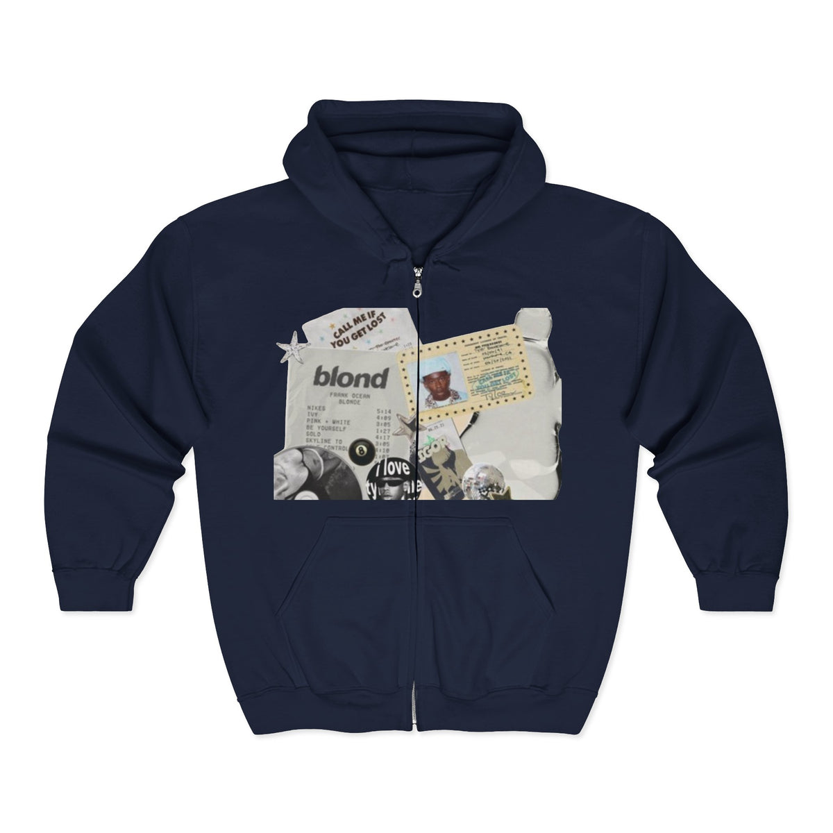 Blonde Collage Zip Hoodie — Vintage Frank Ocean and tilor the creator ‑Style Graphic