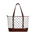 Polka Dot Leather-Trim Tote Bag — Classic Black & White Shopper