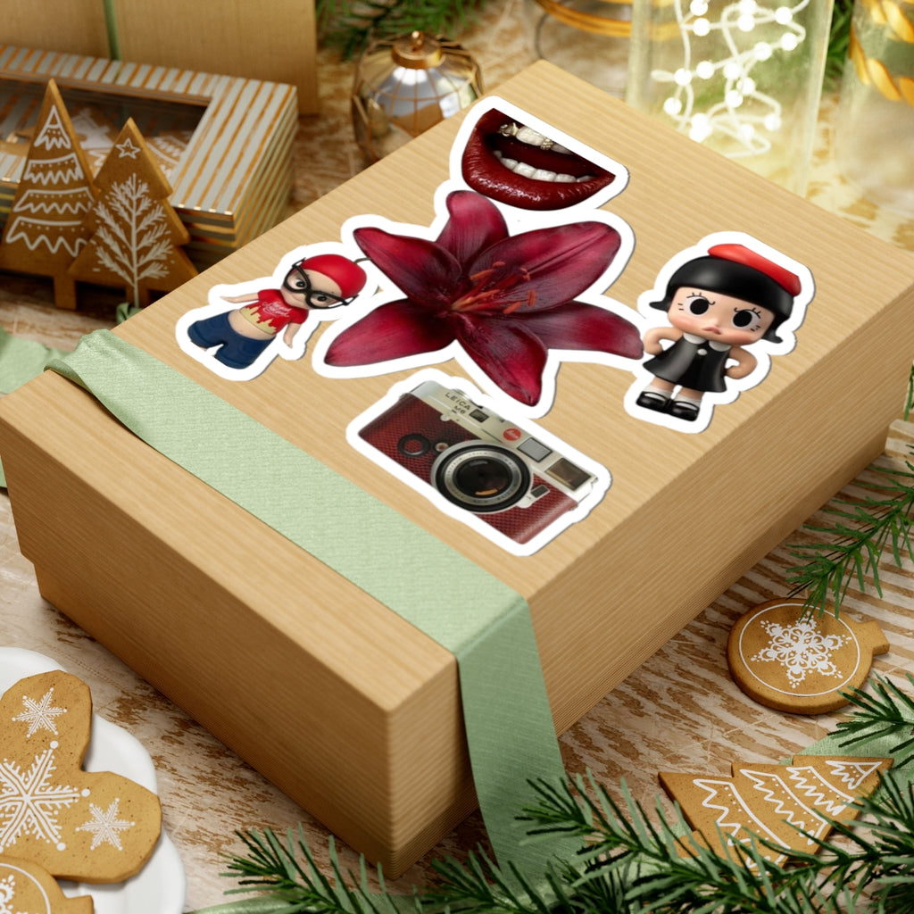 Kiss-Cut Sticker Pack — Red Lily, Retro Camera & Cute Character Decals
