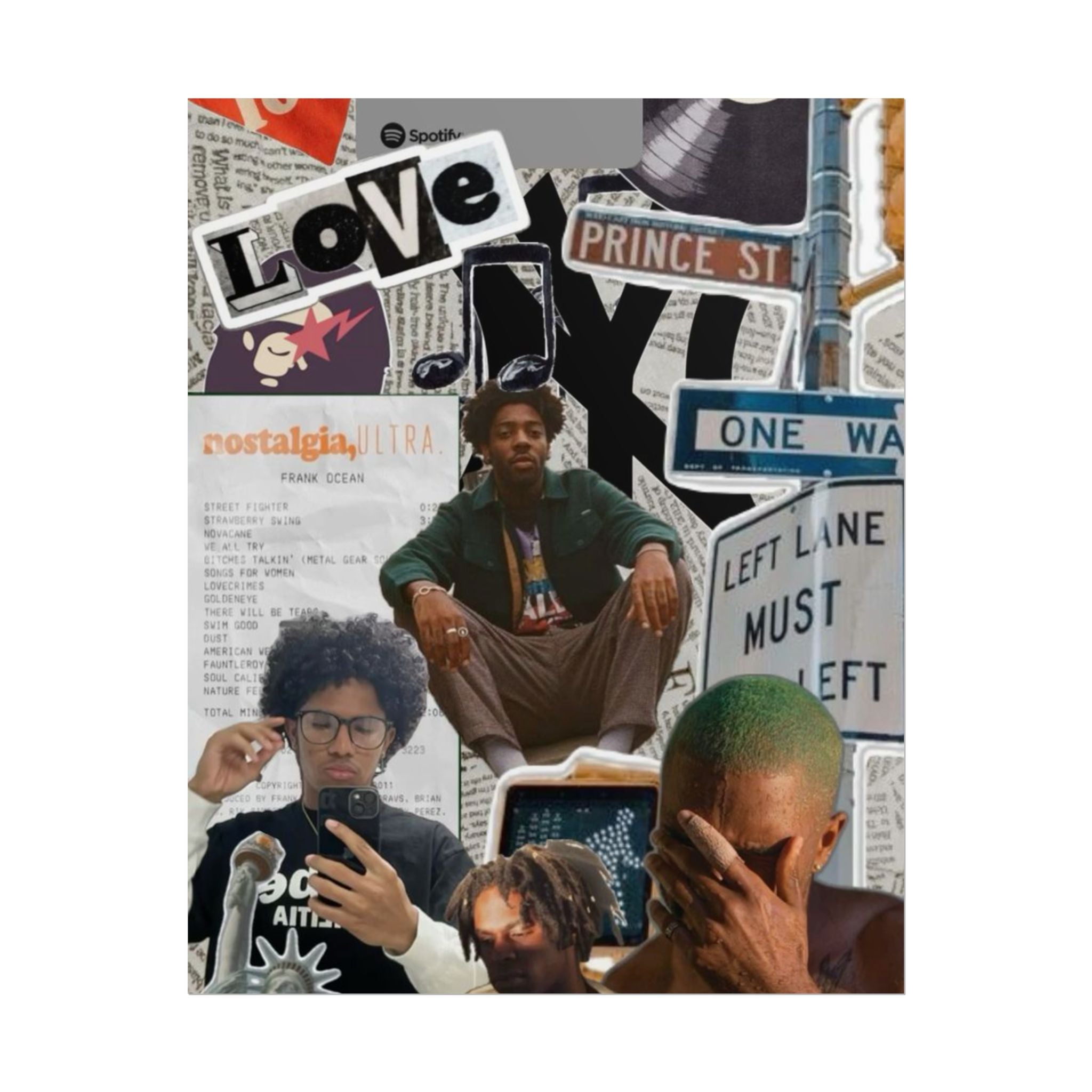 Rolled Poster — Urban Collage Nostalgia Poster (Love, Street Signs & Portraits)
