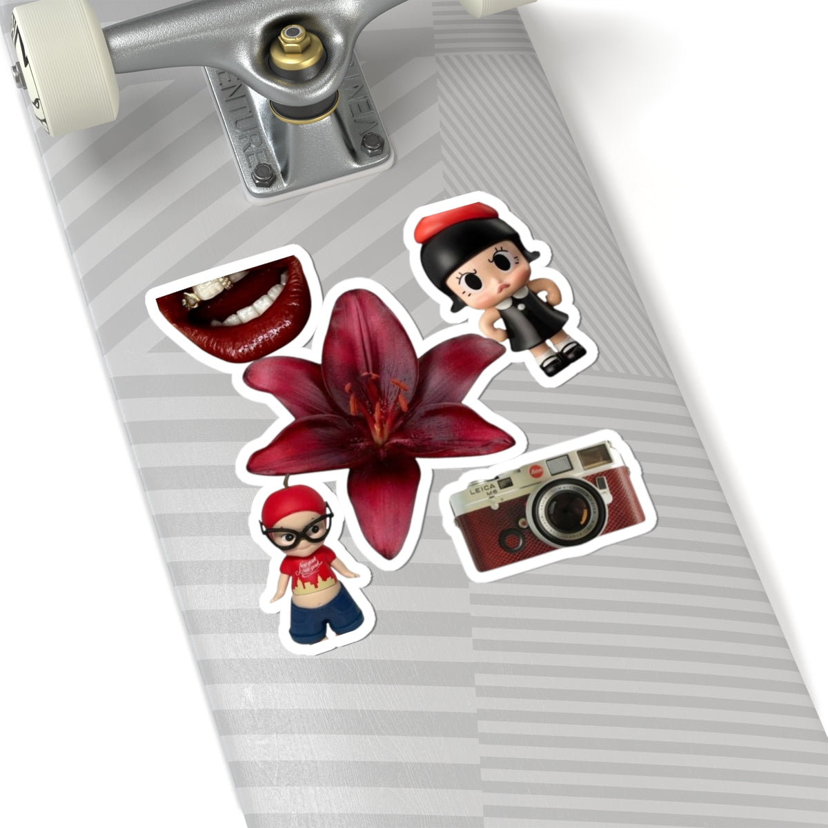 Kiss-Cut Sticker Pack — Red Lily, Retro Camera & Cute Character Decals