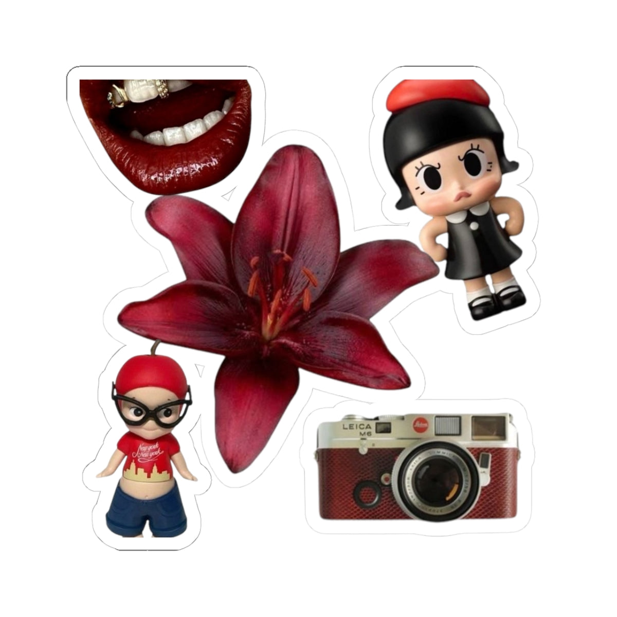Kiss-Cut Sticker Pack — Red Lily, Retro Camera & Cute Character Decals