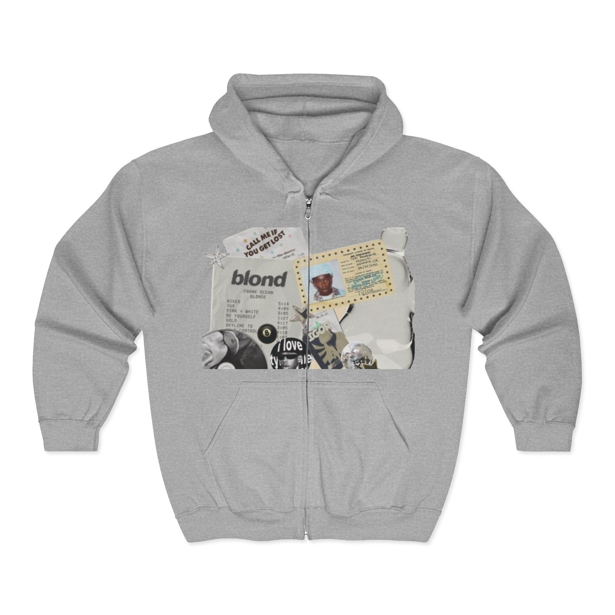 Blonde Collage Zip Hoodie — Vintage Frank Ocean and tilor the creator ‑Style Graphic