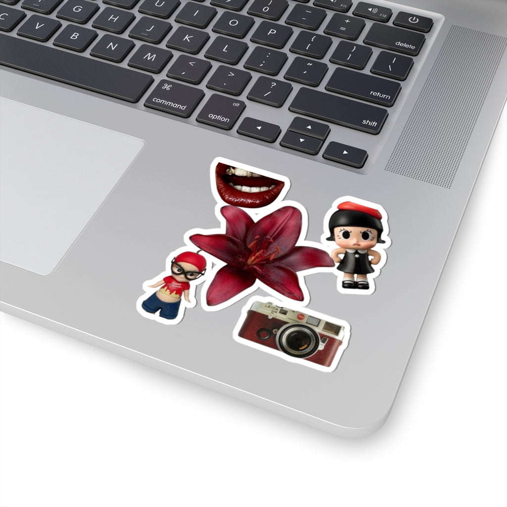 Kiss-Cut Sticker Pack — Red Lily, Retro Camera & Cute Character Decals