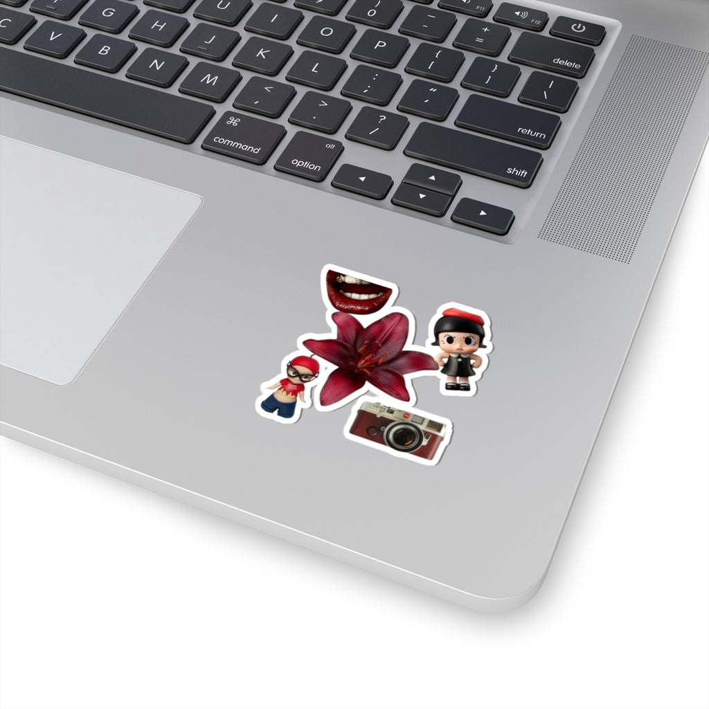 Kiss-Cut Sticker Pack — Red Lily, Retro Camera & Cute Character Decals