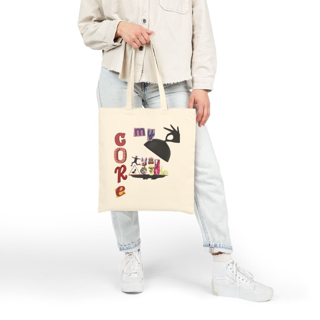 Canvas Tote — 'Core' Illustrated Cotton Tote with Playful Collage Design (Anime • JJK • Digital Circus)