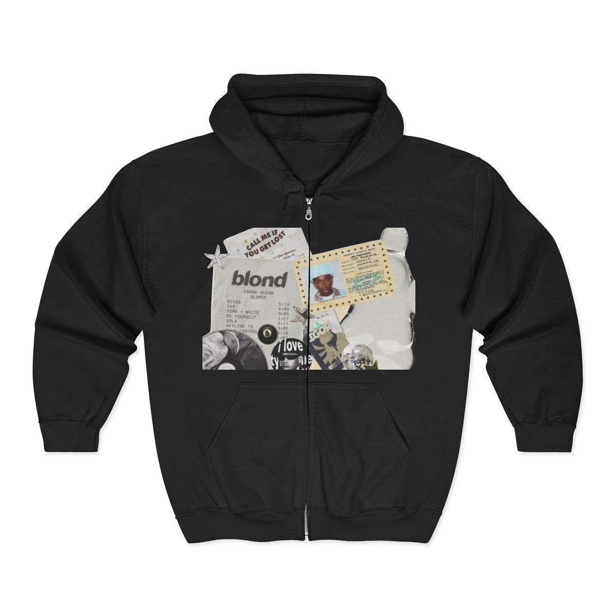 Blonde Collage Zip Hoodie — Vintage Frank Ocean and tilor the creator ‑Style Graphic